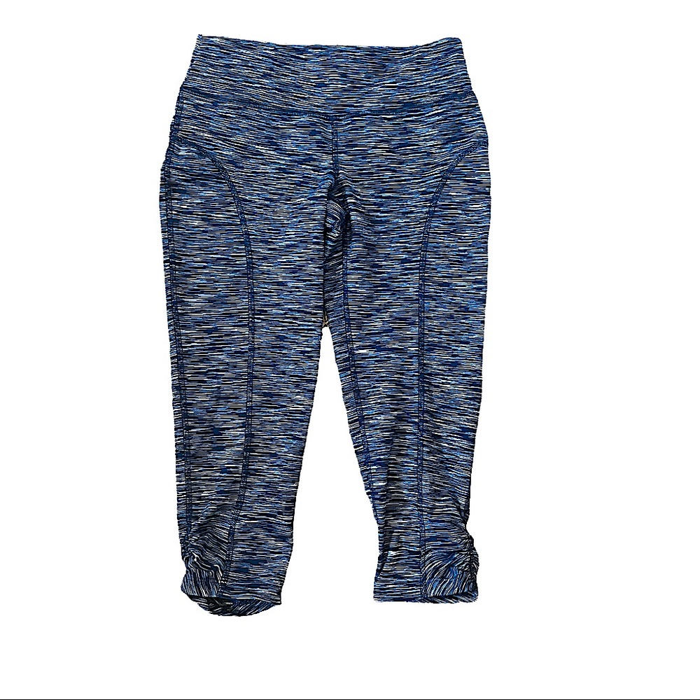 NEW Me Sheeky Athletic Capri Pants in Blue with Thin White Stripe Patter…